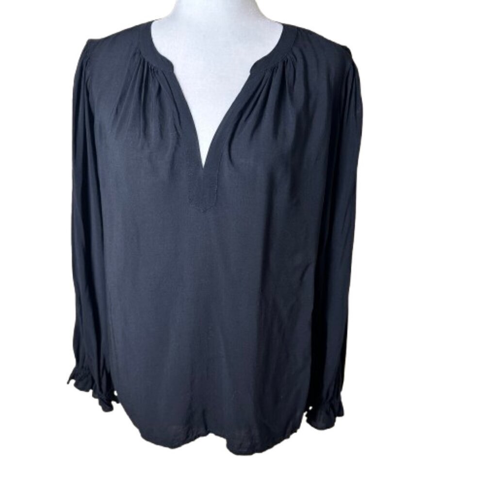 VELVET Semi Sheer V Neck Blouse Top Black Size Medium